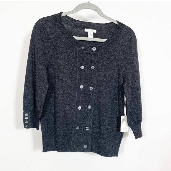 Tweeds Sweater Cardigan 100% Merino Wool Dark Gray Womens Medium NEW - Picture 1 of 5